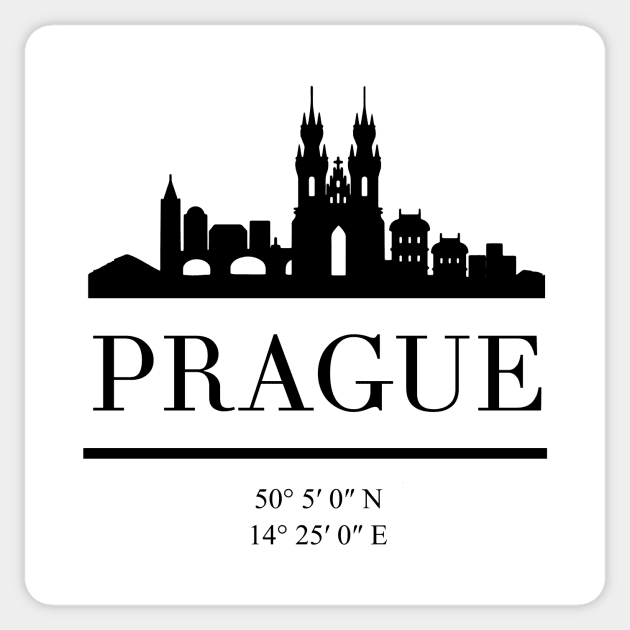 PRAGUE CZECH REPUBLIC BLACK SILHOUETTE SKYLINE ART Sticker by deificusArt